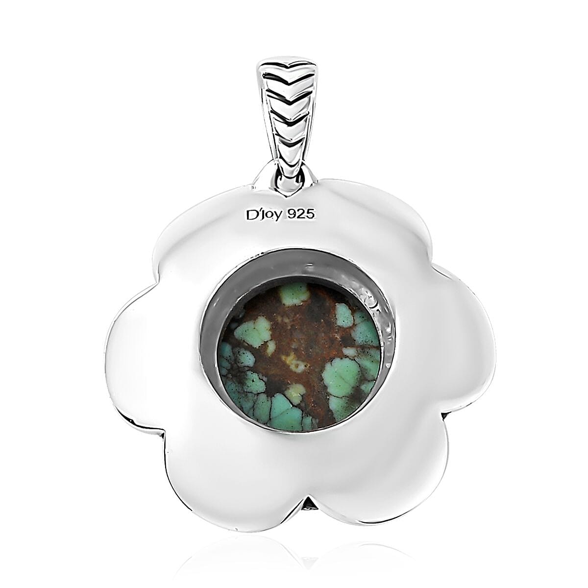 Artisan Crafted Blue Moon Turquoise Floral Pendant without Chain in Sterling Silver 3.90 ctw