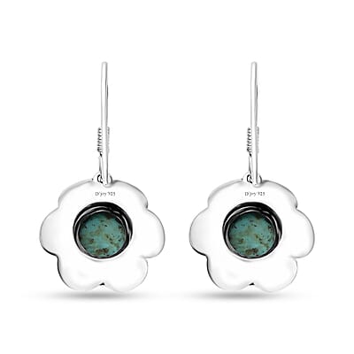 Artisan Crafted Blue Moon Turquoise Floral Earrings in Sterling Silver 4.00 ctw