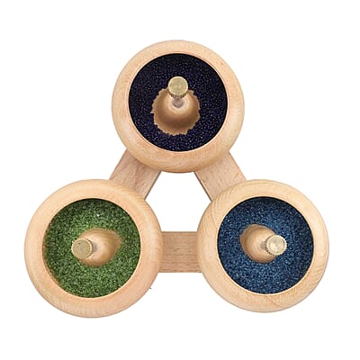 Wooden Bead Spinner with Triangular Base - 3 Revolving Spinner with Bearing, 3 Needle, 3 MTR Thread and Accessory (Patented)