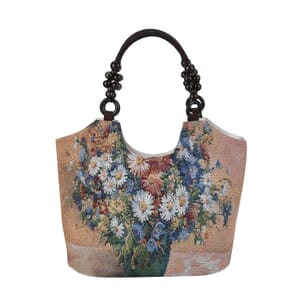 Multi Floral Pattern 35% Polyester and 65% Cotton Tote Bag