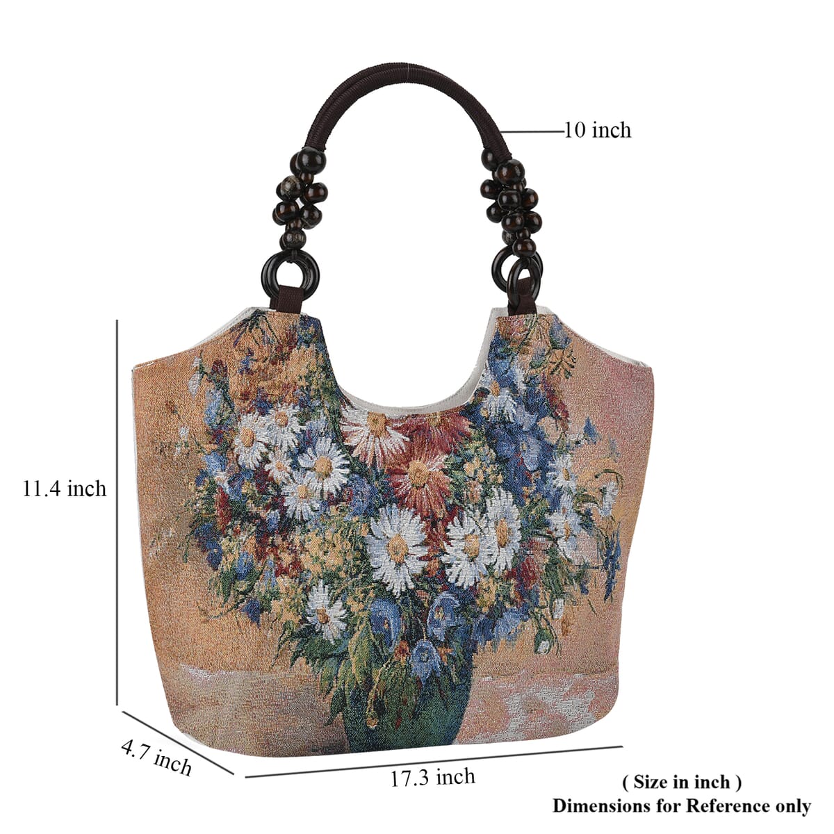 Multi Floral Pattern 35% Polyester and 65% Cotton Tote Bag image number 6