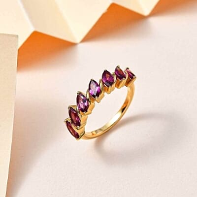 Orissa Rhodolite Garnet 2.13 ctw Fancy Ring in Vermeil Yellow Gold Over Sterling Silver (Size 9)