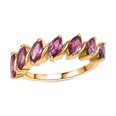 Orissa Rhodolite Garnet 2.13 ctw Fancy Ring in Vermeil Yellow Gold Over Sterling Silver (Size 9)