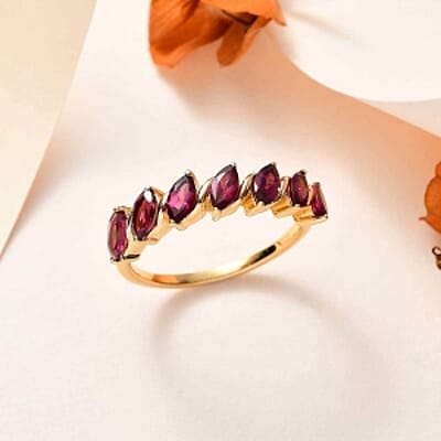 Orissa Rhodolite Garnet 2.13 ctw Fancy Ring in Vermeil Yellow Gold Over Sterling Silver (Size 10)