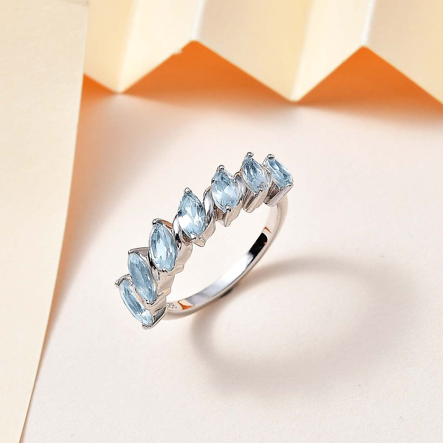 Sky Blue Topaz 2.00 ctw Ring in Rhodium Over Sterling Silver (Size 11.5)
