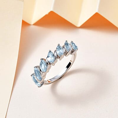 Sky Blue Topaz 2.00 ctw Ring in Rhodium Over Sterling Silver (Size 11.5)