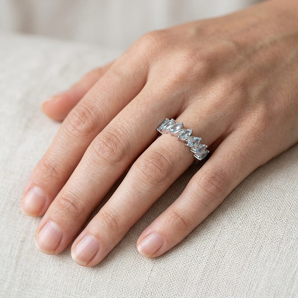 Sky Blue Topaz 2.00 ctw Ring in Rhodium Over Sterling Silver (Size 11.5)