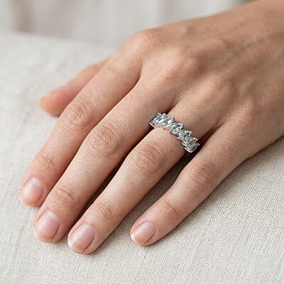 Sky Blue Topaz 2.00 ctw Ring in Rhodium Over Sterling Silver (Size 11.5)