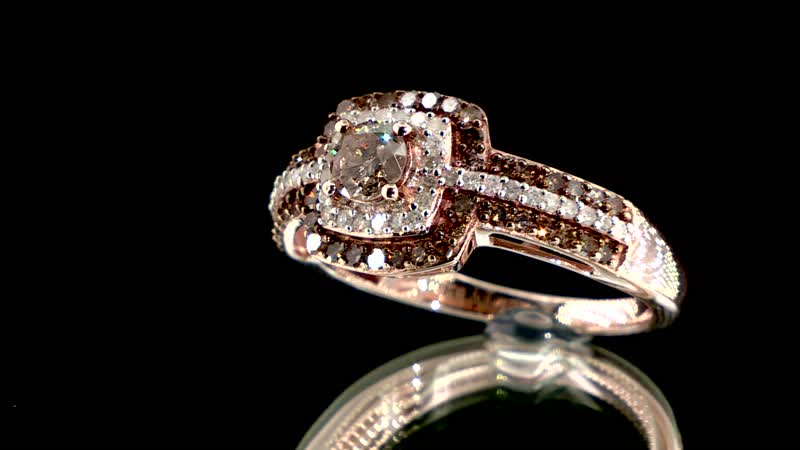 Natural Champagne and White Diamond Geometric Ring