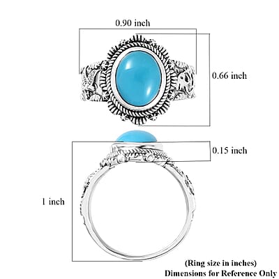 Artisan Crafted Premium Sleeping Beauty Turquoise Eagle and Kokopelli Ring in Sterling Silver (Size 10.0) 2.60 ctw