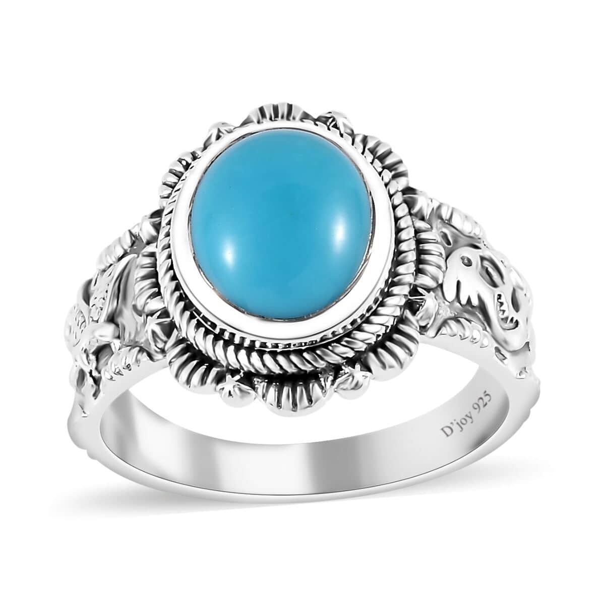 Artisan Crafted Premium Sleeping Beauty Turquoise Eagle and Kokopelli Ring in Sterling Silver (Size 6.0) 2.60 ctw image number 0