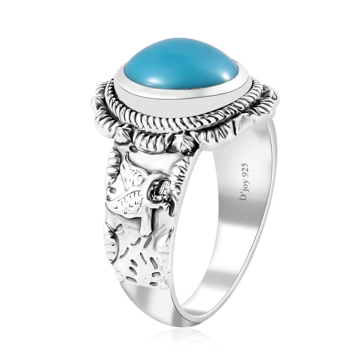 Artisan Crafted Premium Sleeping Beauty Turquoise Eagle and Kokopelli Ring in Sterling Silver (Size 7.0) 2.60 ctw image number 3