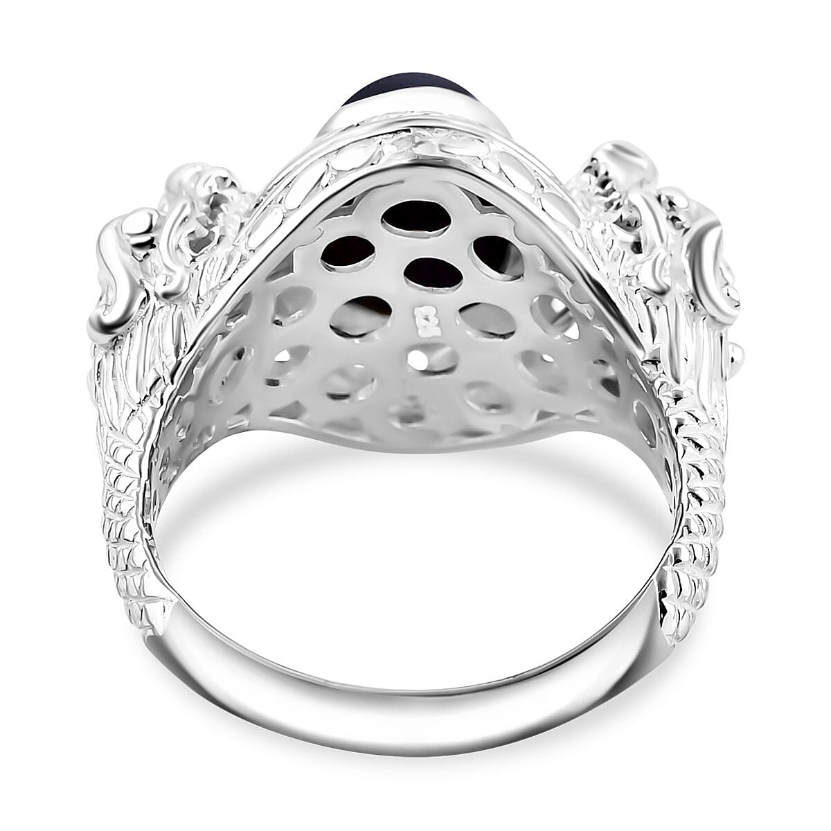Star Blue Sapphire 5.92 ctw Ring in Sterling Silver (Size 10) image number 4