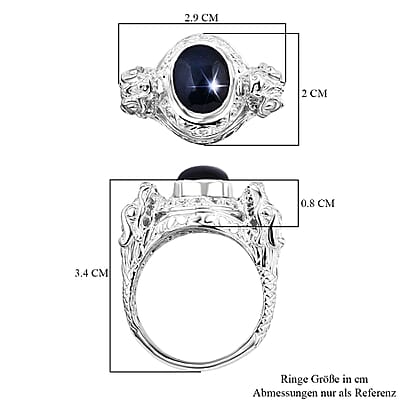Star Blue Sapphire 5.92 ctw Ring in Sterling Silver (Size 10)