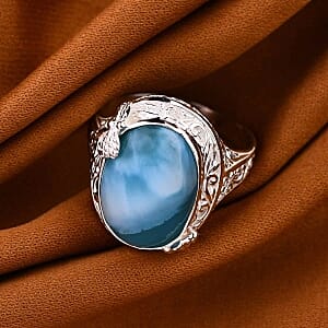 Larimar 14.23 ctw Ring in Sterling Silver (Size 6.5)
