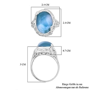 Larimar 14.23 ctw Ring in Sterling Silver (Size 6.5)