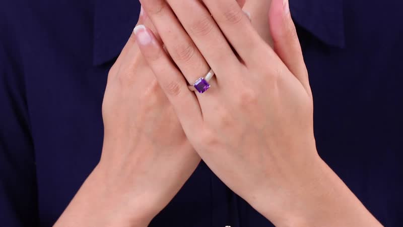 Asscher Cut Premium Moroccan Amethyst Solitaire Ring in Platinum Over Sterling Silver (Size 10.0) 2.50 ctw
