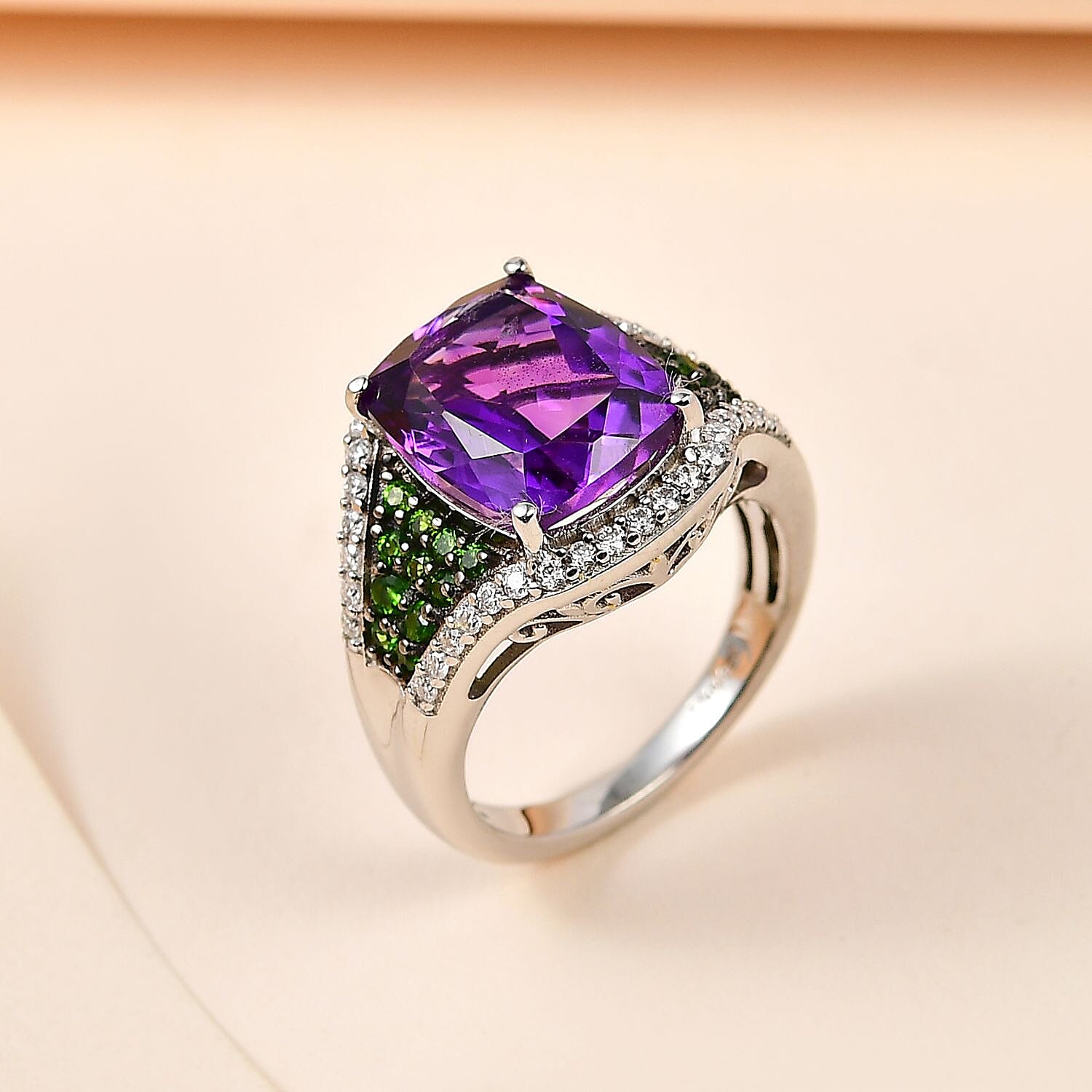 Buy Moroccan Amethyst and Multi Gemstone Ring in Platinum