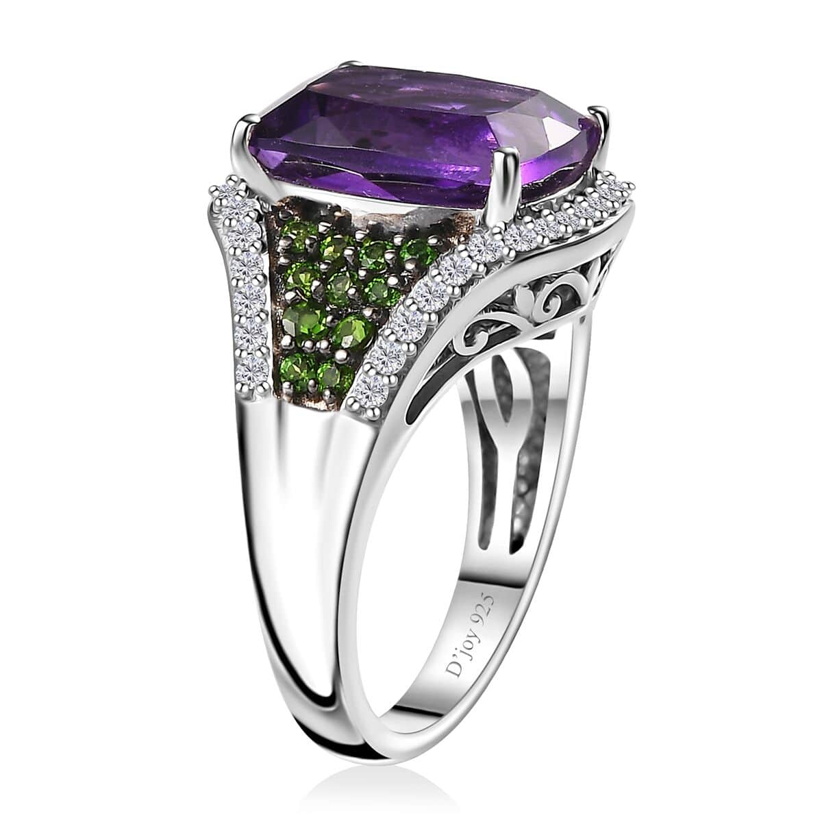 Moroccan Amethyst and Multi Gemstone Ring in Platinum Over Sterling Silver (Size 9.0) 6.10 ctw image number 3