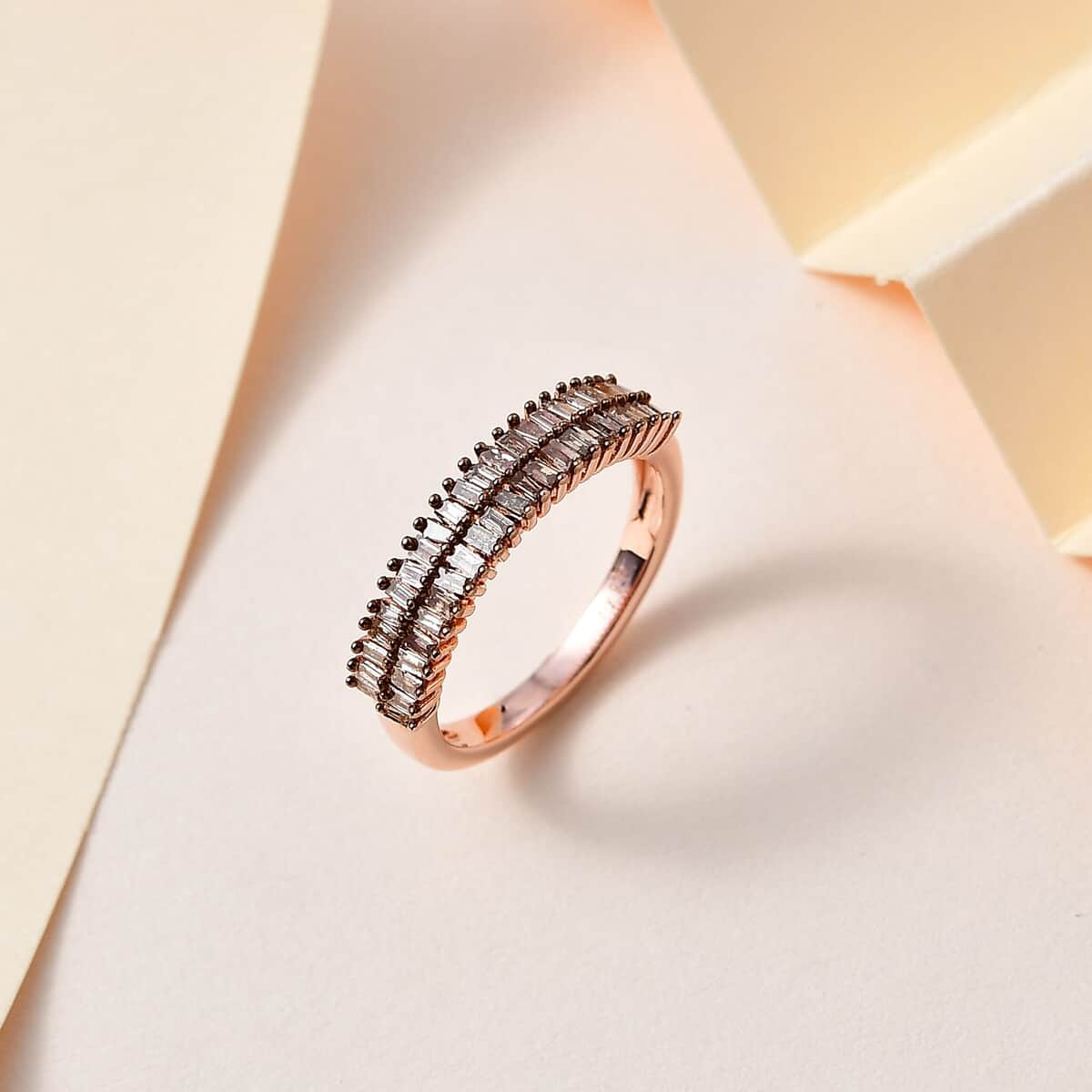 Natural Champagne Diamond Band Ring in Vermeil Rose Gold Over Sterling Silver (Size 10.0) 0.35 ctw image number 1