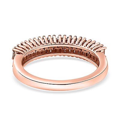 Natural Champagne Diamond Band Ring in Vermeil Rose Gold Over Sterling Silver (Size 10.0) 0.35 ctw