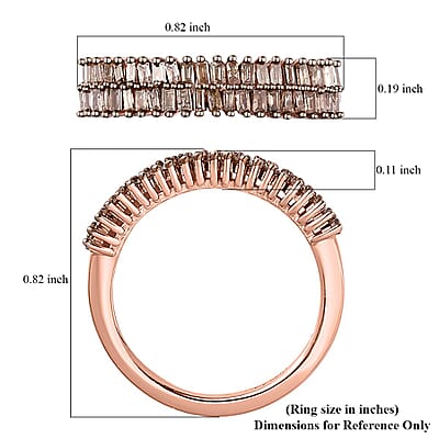 Natural Champagne Diamond Band Ring in Vermeil Rose Gold Over Sterling Silver (Size 10.0) 0.35 ctw