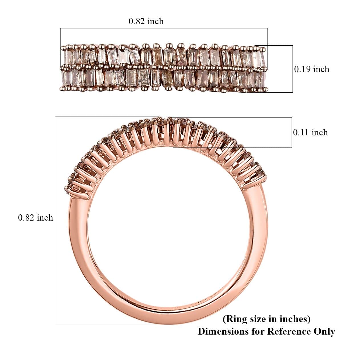 Natural Champagne Diamond Band Ring in Vermeil Rose Gold Over Sterling Silver (Size 6.0) 0.33 ctw image number 5