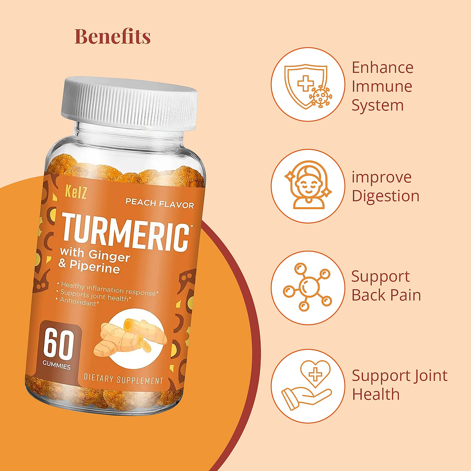 Buy Kelz Turmeric and Ginger (60 Gummies) at ShopLC.