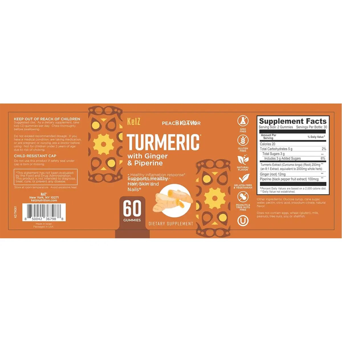 Kelz Turmeric and Ginger (60 Gummies) image number 6