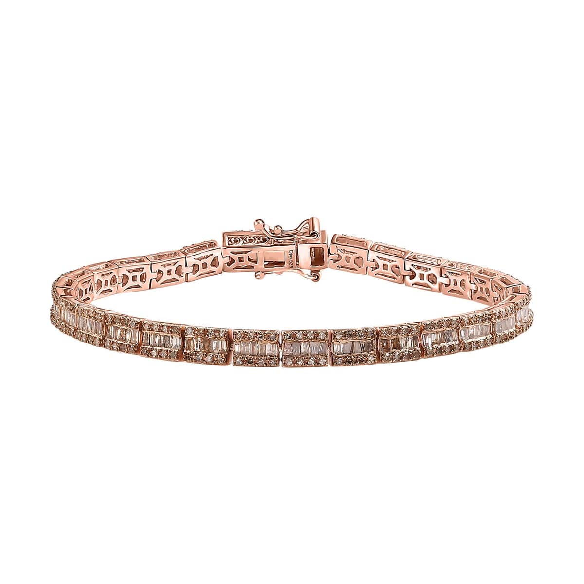 Natural Champagne Diamond Bracelet in Vermeil Rose Gold Over Sterling Silver (7.25 In) 2.90 ctw image number 0