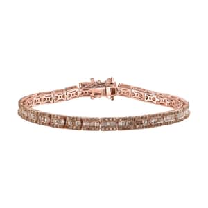 Natural Champagne Diamond Bracelet in Vermeil Rose Gold Over Sterling Silver (7.25 In) 2.90 ctw