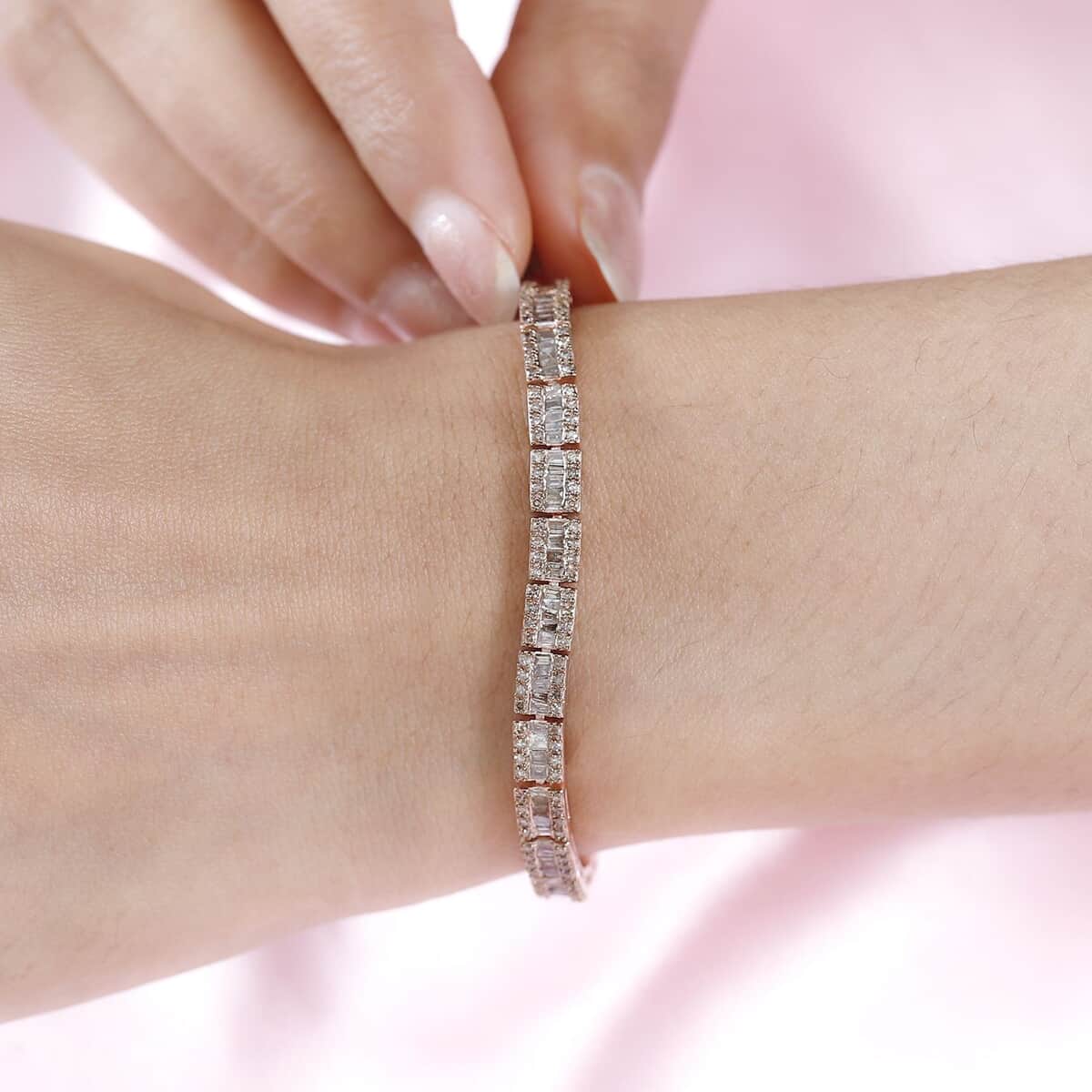 Natural Champagne Diamond Bracelet in Vermeil Rose Gold Over Sterling Silver (7.25 In) 2.90 ctw image number 2