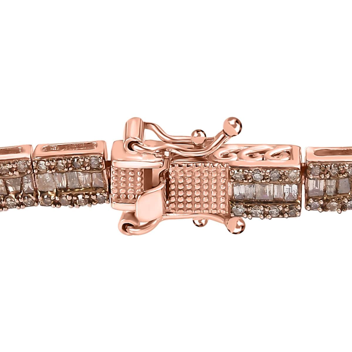 Natural Champagne Diamond Bracelet in Vermeil Rose Gold Over Sterling Silver (7.25 In) 2.90 ctw image number 3