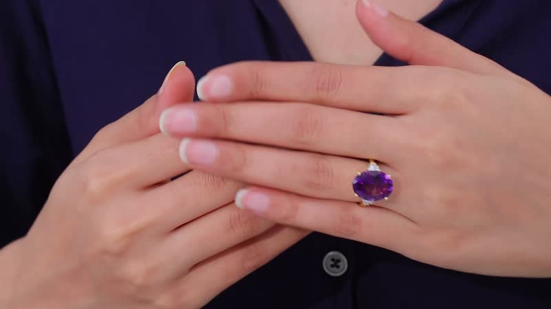 Premium Moroccan Amethyst and Moissanite Ring in Vermeil Yellow Gold Over Sterling Silver (Size 10.0) 8.85 ctw