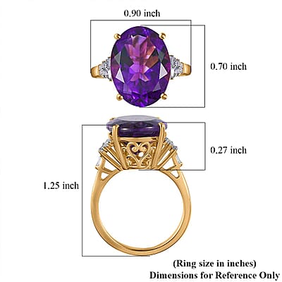 Moroccan Amethyst and Moissanite Ring in Vermeil Yellow Gold Over Sterling Silver (Size 10.0) 8.85 ctw