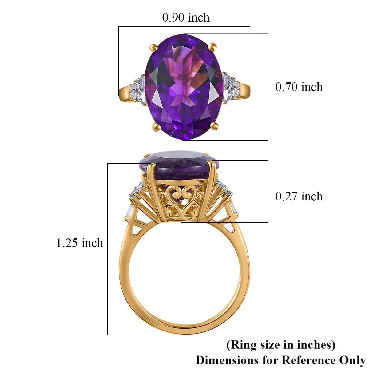 Moroccan Amethyst and Moissanite Ring in Vermeil Yellow Gold Over Sterling Silver (Size 10.0) 8.85 ctw image number 5