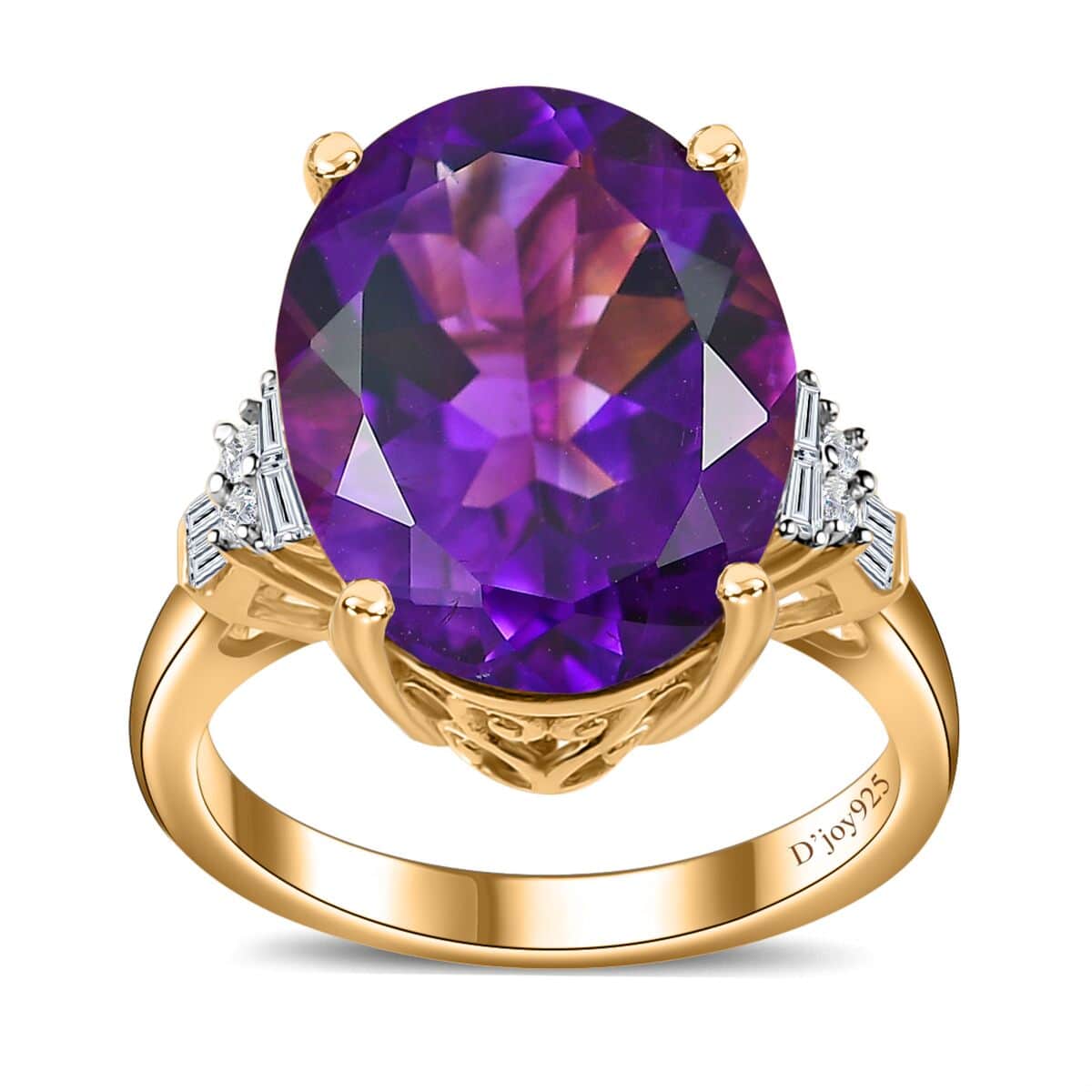 Moroccan Amethyst and Moissanite Ring in Vermeil Yellow Gold Over Sterling Silver (Size 6.0) 8.85 ctw image number 0