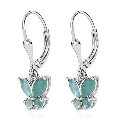 Grandidierite Butterfly Lever Back Earrings in Platinum Over Sterling Silver 1.25 ctw