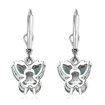 Grandidierite Butterfly Lever Back Earrings in Platinum Over Sterling Silver 1.25 ctw