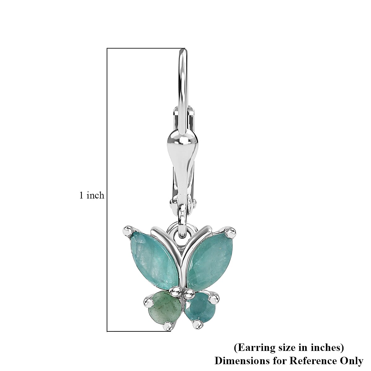 Grandidierite Butterfly Lever Back Earrings in Platinum Over Sterling Silver 1.25 ctw