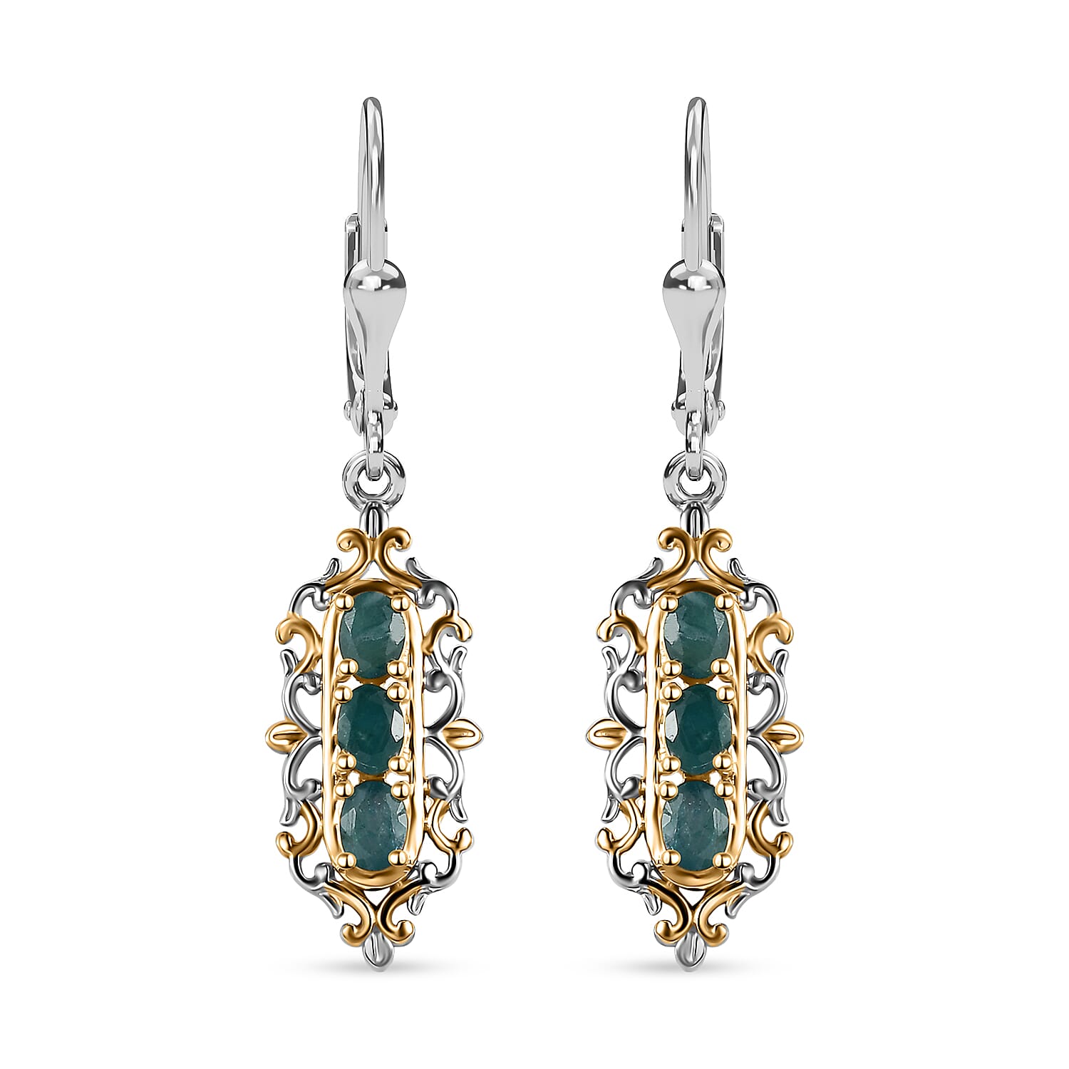 Premium Grandidierite Lever Back Earrings in Vermeil YG and Platinum Over Sterling Silver 1.15 ctw