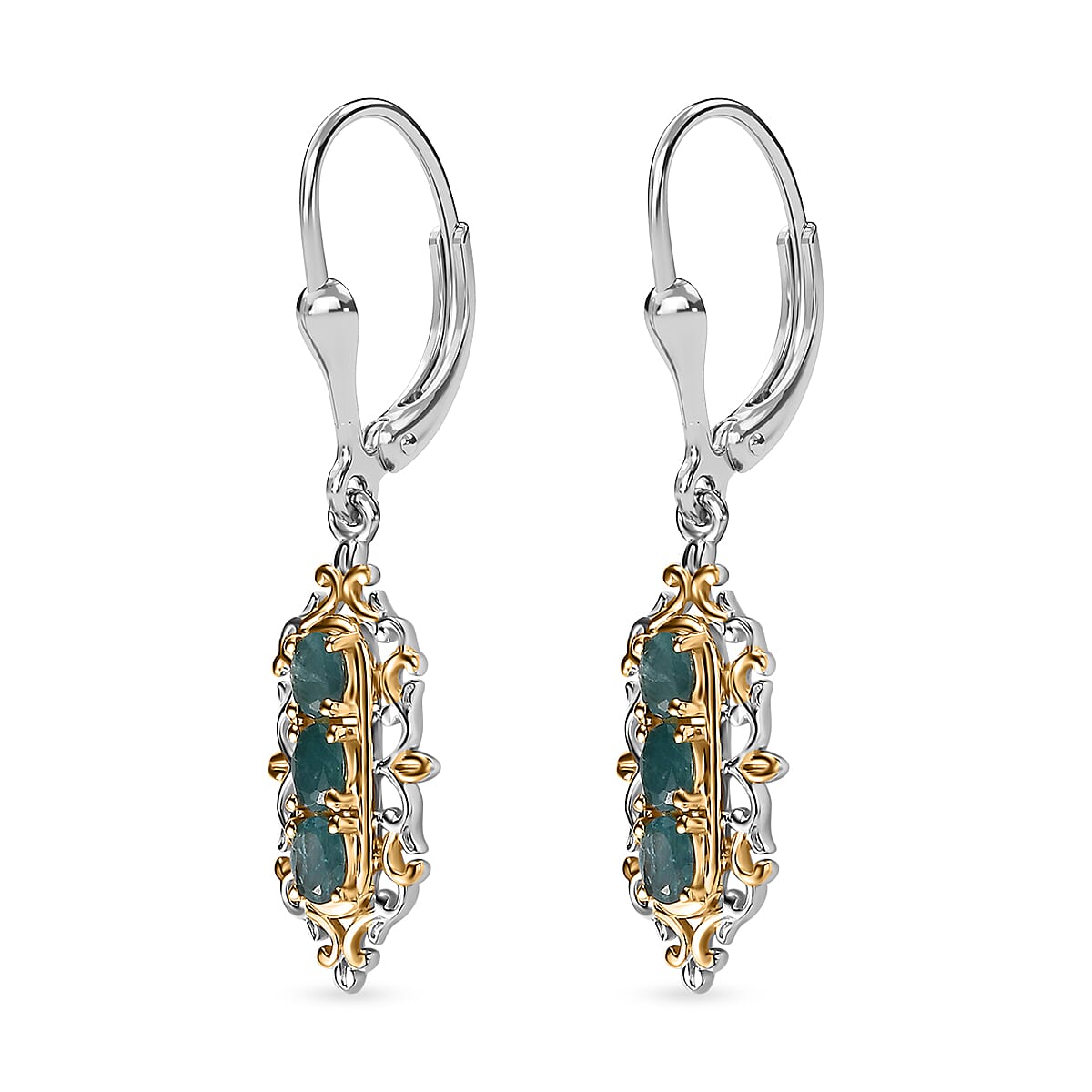Premium Grandidierite Lever Back Earrings in Vermeil YG and Platinum Over Sterling Silver 1.15 ctw