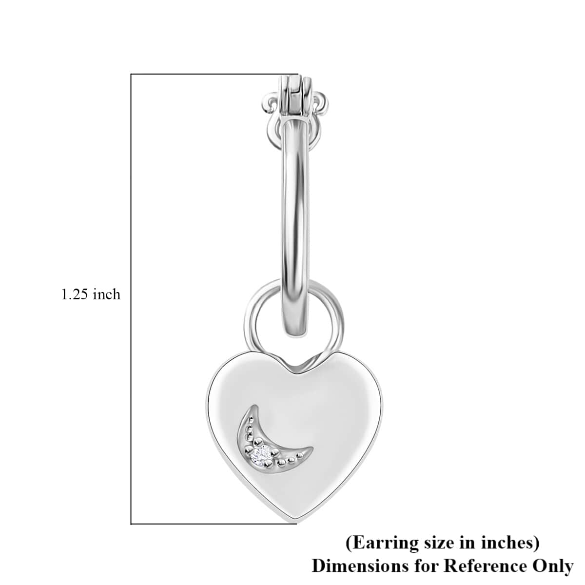 Diamond Accent Celestial Moon Heart Charm Hoop Earrings in Platinum Over Sterling Silver 0.05 ctw image number 5