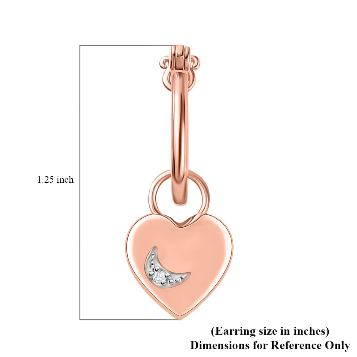 Diamond Accent Celestial Moon Heart Charm Hoop Earrings in Vermeil Rose Gold Over Sterling Silver 0.05 ctw image number 5