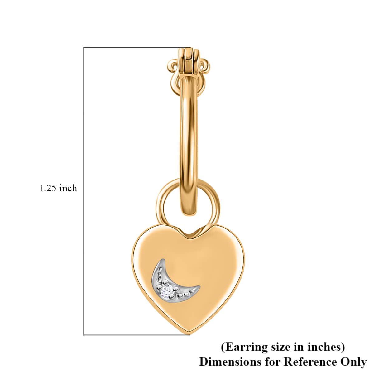 Diamond Accent Celestial Moon Heart Charm Hoop Earrings in Vermeil Yellow Gold Over Sterling Silver 0.05 ctw image number 5