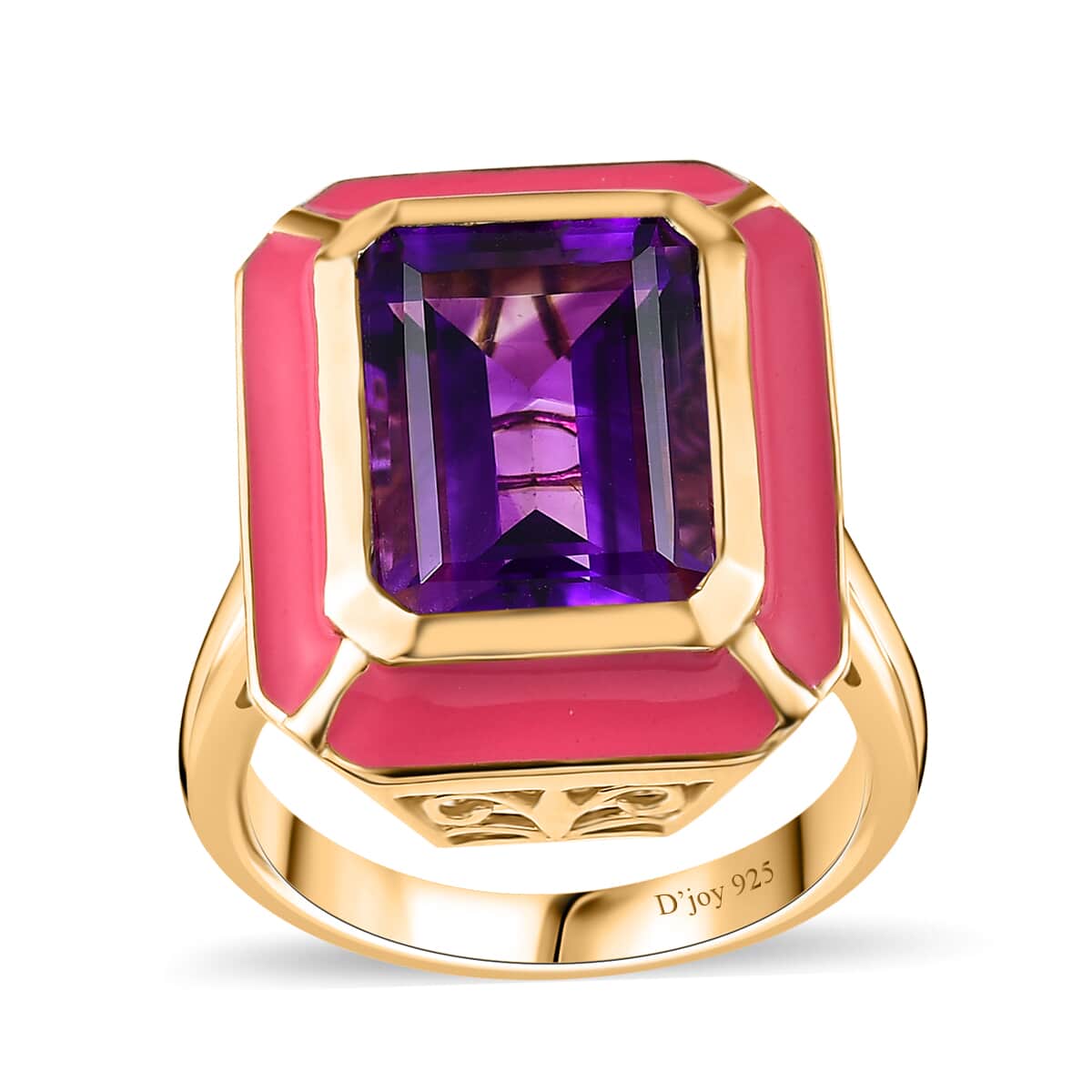 Moroccan Amethyst and Enameled Ring in Vermeil Yellow Gold Over Sterling Silver (Size 6.0) 7.40 ctw image number 0