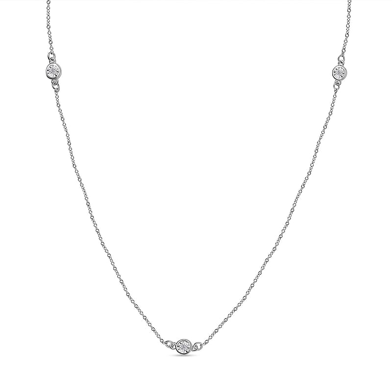 Diamond Accent Necklace (18 Inches) in Platinum Over Sterling Silver