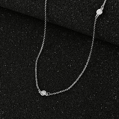 Diamond Accent Necklace (18 Inches) in Platinum Over Sterling Silver