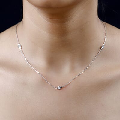 Diamond Accent Necklace (18 Inches) in Platinum Over Sterling Silver