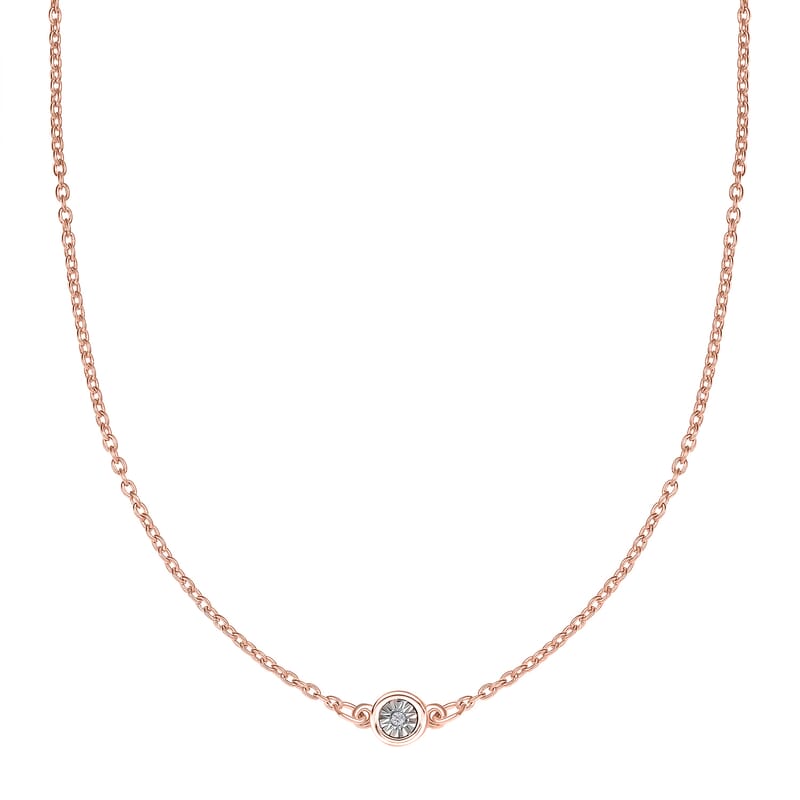 Diamond Accent Necklace 18 Inches in Vermeil Rose Gold Over Sterling Silver